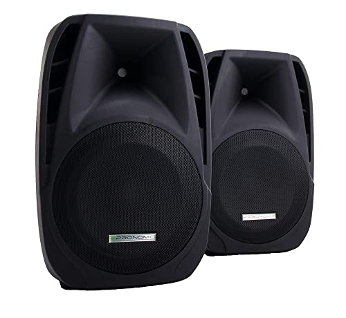 Pronomic 2X PH15 Bühnen- und Konzertlautsprecher PA-Lautsprecher (Passive ABS PA-Boxen, 15 Zoll, 38 cm, 700W, Rollen) schwarz von Pronomic