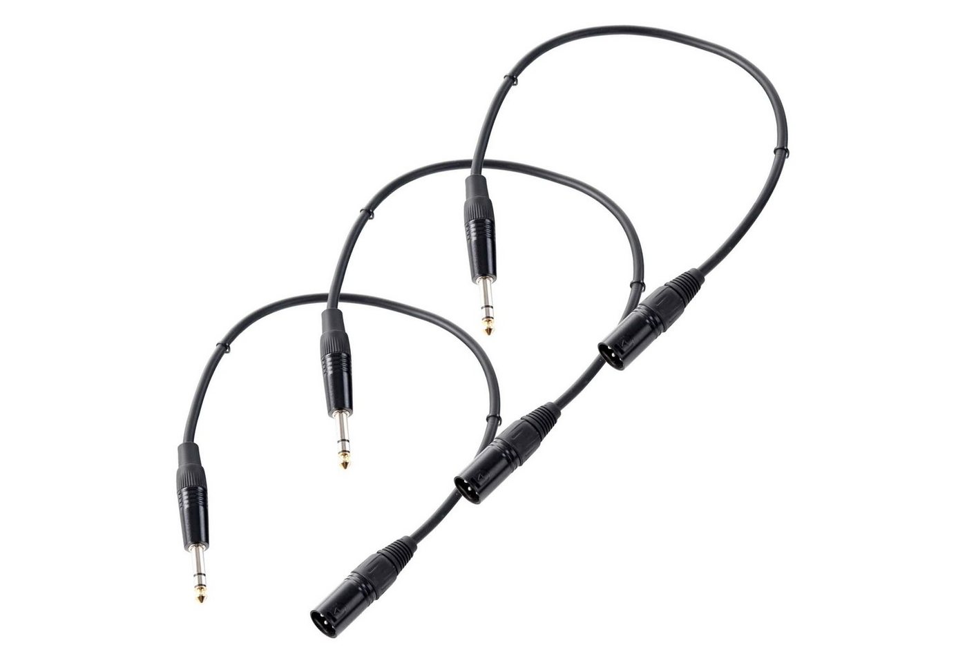 Pronomic 3er Set JXM-Kabel (6,3mm Stereo-Klinke -> XLR male 3-pol) Audio-Kabel, XLR Male, Klinke (stereo) (50 cm), Hochwertige Stecker und Schirmung von Pronomic