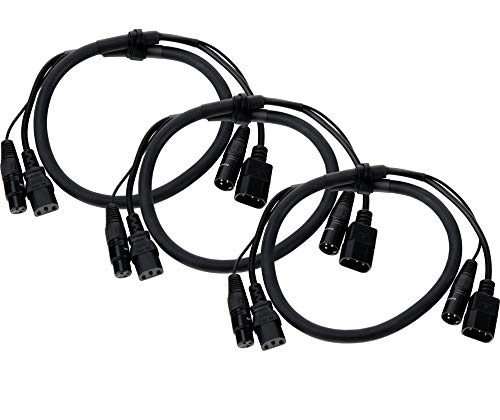 Pronomic 3er Set Stage Hybridkabel IECD-1 DMX - Länge 1 m - Kombi-Kabel für Stromversorgung und DMX-Signal - XLR 3-polig - schwarz von Pronomic