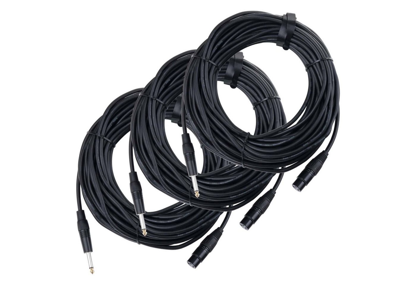 Pronomic 3x Stage XFJ-2.5 Mikrofonkabel Audio-Kabel, Klinke 6.3mm Mono, XLR 3-polig female (2000 cm), Hochwertige Stecker und Schirmung von Pronomic