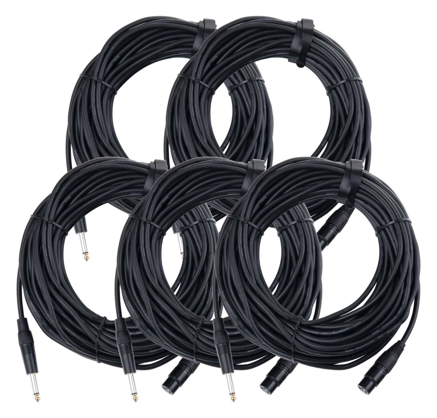 Pronomic 5x Stage XFJ-2.5 Mikrofonkabel Audio-Kabel, Klinke 6.3mm Mono, XLR 3-polig female (2000 cm), Hochwertige Stecker und Schirmung von Pronomic