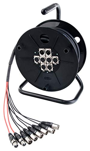 Pronomic 6/2 XLR 8-Kanal Stage Multicore auf Kabeltrommel 15m Länge (Bühnenmulticore, 6 XLR Sends/2 XLR Return, säure- und ölfest, Spannzangen-Zugentlastung) von Pronomic