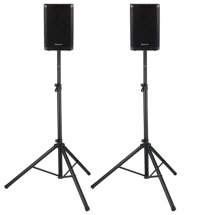Pronomic C-208 MA - Aktive 2-Wege Bi-Amp Box Stereo Set Lautsprecher 2.0 (Bluetooth, 200 W, mit 2 Kanälen - 8 zoll Woofer - DSP-Presets inkl. Stative) von Pronomic