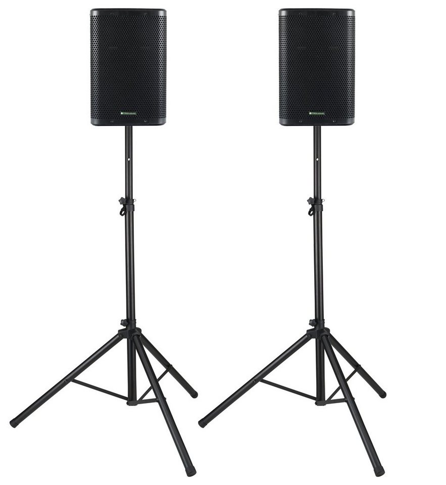 Pronomic C-210 MA - Aktive 2-Wege Bi-Amp Box Stereo Set 2.0 Lautsprecher (Bluetooth, 200 W, mit 2 Kanälen - 10 zoll Woofer - DSP-Presets inkl. Stative) von Pronomic