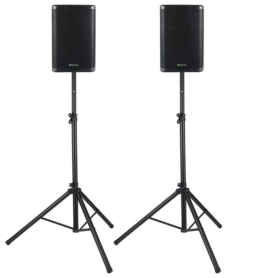 Pronomic C-210 MA - Aktive 2-Wege Bi-Amp Box Stereo Set Lautsprecher 2.0 (Bluetooth, 200 W, mit 2 Kanälen - 10 zoll Woofer - DSP-Presets inkl. Stative) von Pronomic