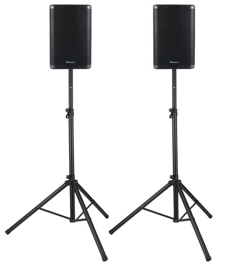 Pronomic C-210 MA - Aktive 2-Wege Bi-Amp Box Stereo Set Lautsprecher 2.0 (Bluetooth, 200 W, mit 2 Kanälen - 10 zoll Woofer - DSP-Presets inkl. Stative) von Pronomic