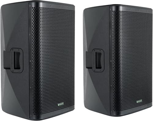 Pronomic C-215 MA Stereo Set - Zwei aktive 2-Wege Boxen - Leistung: 2000 Watt - 15" Woofer + 1,75" Hochtöner - Bluetooth-Empfänger und DSP-Presets - Kunststoff-Gehäuse mit Monitorschräge von Pronomic