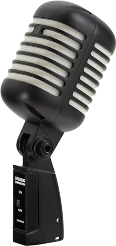 Pronomic DM-66BK/WH Mikrofon Dynamisches Vintage Gesangsmikrofon Retro Vocal Mikrofon (Frequenzgang: 50-16.000 Hz, Stabiles Druckgussgehäuse) Schwarz/Weiß von Pronomic