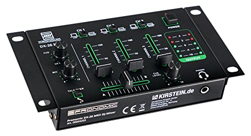 Pronomic DX-26 MKII DJ-Mixer - 3-Kanal Mischer mit Cue-Funktion - 2x Line/Phono-Kanal - Mikrofon- und Kopfhöreranschluss von Pronomic