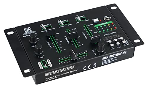 Pronomic DX-26 USB MKII DJ-Mixer - 3-Kanal DJ-Mixer - Cue-Funktion für alle Kanäle - MP3-Player - 2x Line/Phono-Kanal - 2x Mikrofonanschluss von Pronomic