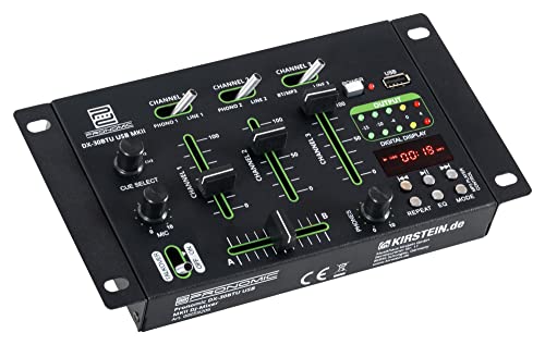 Pronomic DX-30BTU USB MKII DJ-Mixer - Bluetooth - 3 Kanäle - Cue-Funktion - USB/MP3/Bluetooth-Player - inkl. Netzteil von Pronomic