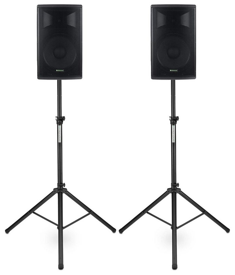 Pronomic E-212 MA - Aktive PA-Boxen Stereo Set Lautsprecher (Bluetooth, 240 W, USB/SD/MP3-Player - mit 12" Woofer inkl. Lautsprecherstative) von Pronomic