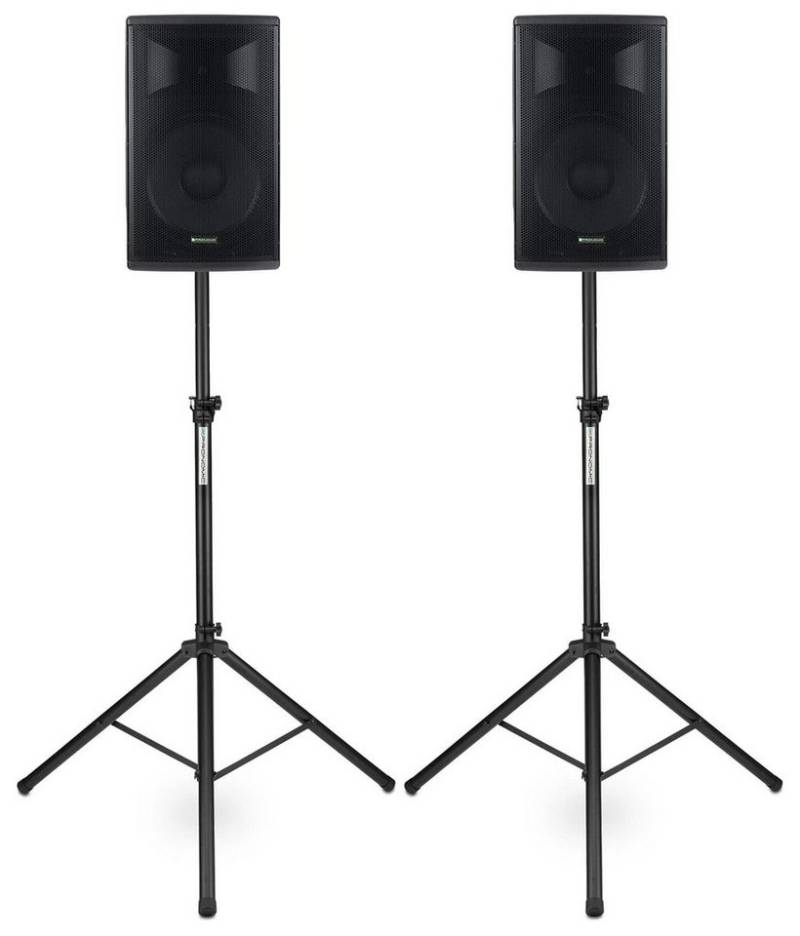 Pronomic E-212 MA - Aktive PA-Boxen Stereo Set Lautsprecher (Bluetooth, 240 W, USB/SD/MP3-Player - mit 12" Woofer inkl. Lautsprecherstative) von Pronomic
