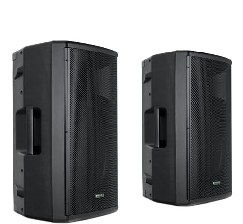 Pronomic E-212 MA Stereo Set - 2 aktive 2-Wege Boxen - Leistung: 2X 120 Watt (RMS) - 12" Woofer + 1,0" Kompressions-Treiber - Bluetooth-Empfänger und MP3-Player mit USB/SD - Monitorschräge von Pronomic