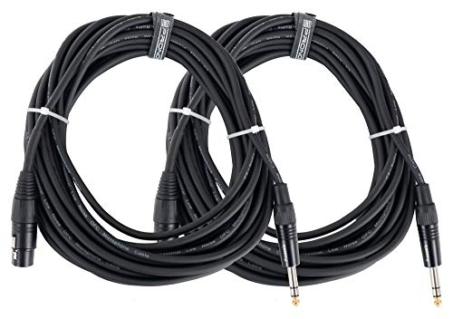 Pronomic JSXF-10 Audiokabel Patchkabel 2er Set - symmetrische Adapterkabel - XLR female auf 6,3mm Stereo-Klinke - Länge 10 m - für Mischpult, PA und Effektgeräte - schwarz von Pronomic