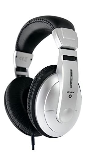 Pronomic KDJ-900 DJ-Kopfhörer (geschlossener DJ-Kopfhörer, verstellbarer Kopfbügel, inkl. Adapter) silber/schwarz von Pronomic
