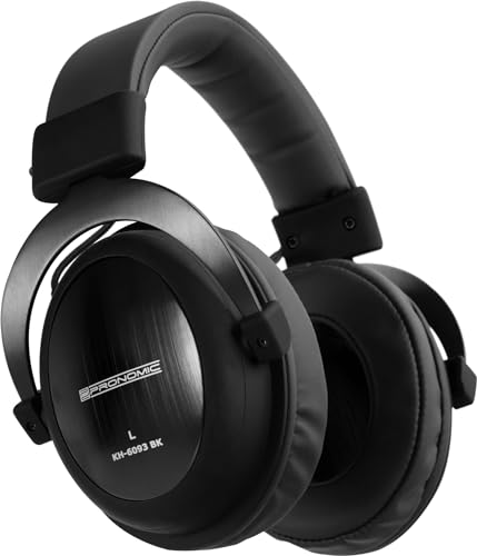 Pronomic KH-6093 BK Studio-Kopfhörer - Hervorragende Schallabschirmung nach außen - Übertragungsbereich: 10-30.000 Hz - Ohrpolster und Bügelband aus Kunstleder - Schwarz von Pronomic