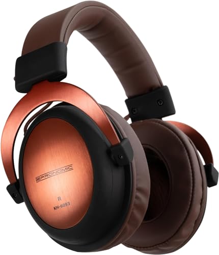 Pronomic KH-6093 KU Studio-Kopfhörer - Hervorragende Schallabschirmung nach außen - Übertragungsbereich: 10-30.000 Hz - Ohrpolster und Bügelband aus Kunstleder - Kupfer/Braun von Pronomic