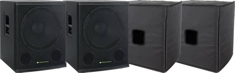 Pronomic Lautsprecher-Hülle SA-18 Aktiv Subwoofer + Cover 2x Set - 2x 18-Zoll-Woofer, Nylonhüllen, äußerst robustes Holzgehäuse mit 35mm-Flansch von Pronomic