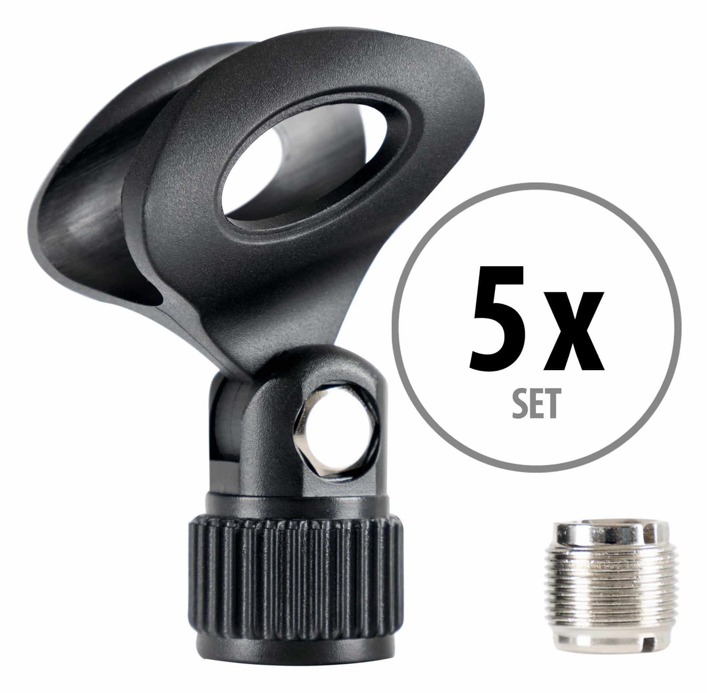 Pronomic Mikrofon-Halterung MC-1 Mikrofonklemme Neopren Standard, (5/8" Montage-Gewinde, 5-tlg., mit Adapter auf 3/8", Universal Mikrofon-Halterung Klammer) von Pronomic