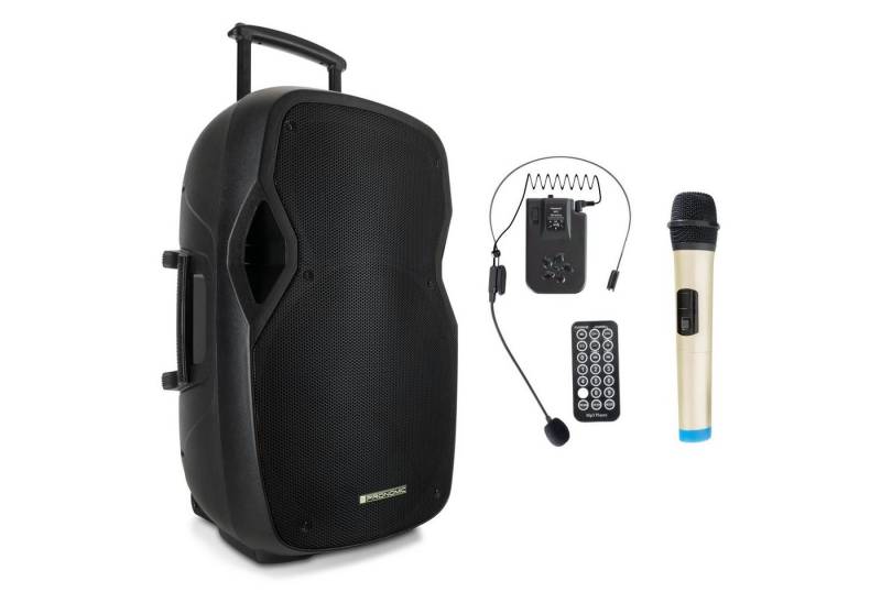Pronomic MOVE 15MA-A Akku-Aktivbox - Mobile Soundanalage mit 15"-Woofer Lautsprecher (Bluetooth-Schnittstelle, 30 W, TWS Funktion inkl. Funkmikrofon & Headset) von Pronomic