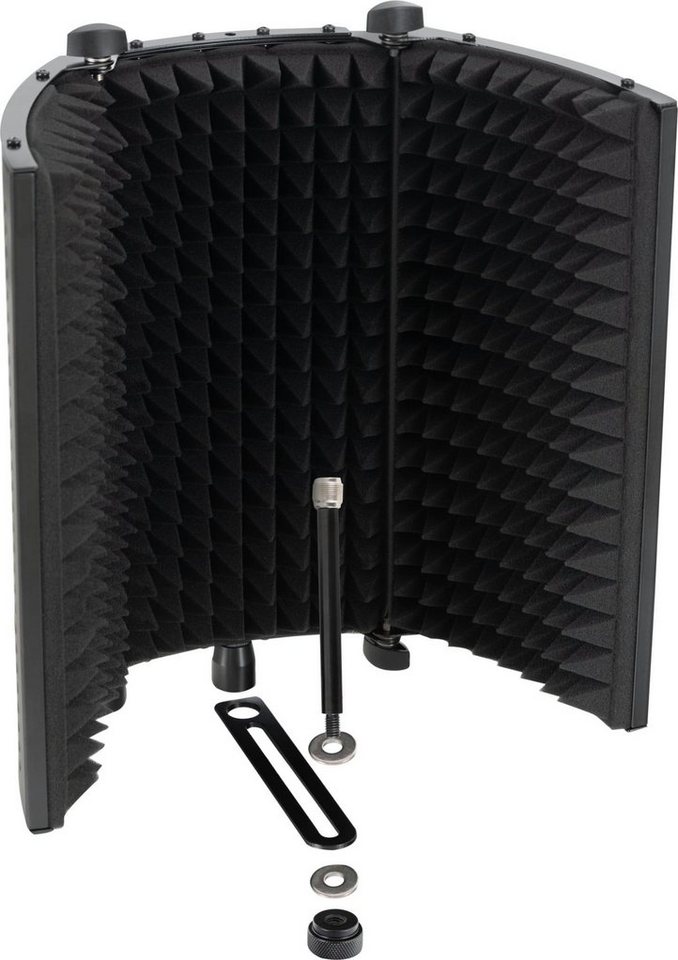 Pronomic MP-80F Micscreen Schwarz - Ideal für Studio/Podcast & 2 Klappgelenke Mikrofon-Halterung, (verhindert unerwünschte Schallreflektionen oder Echos) von Pronomic