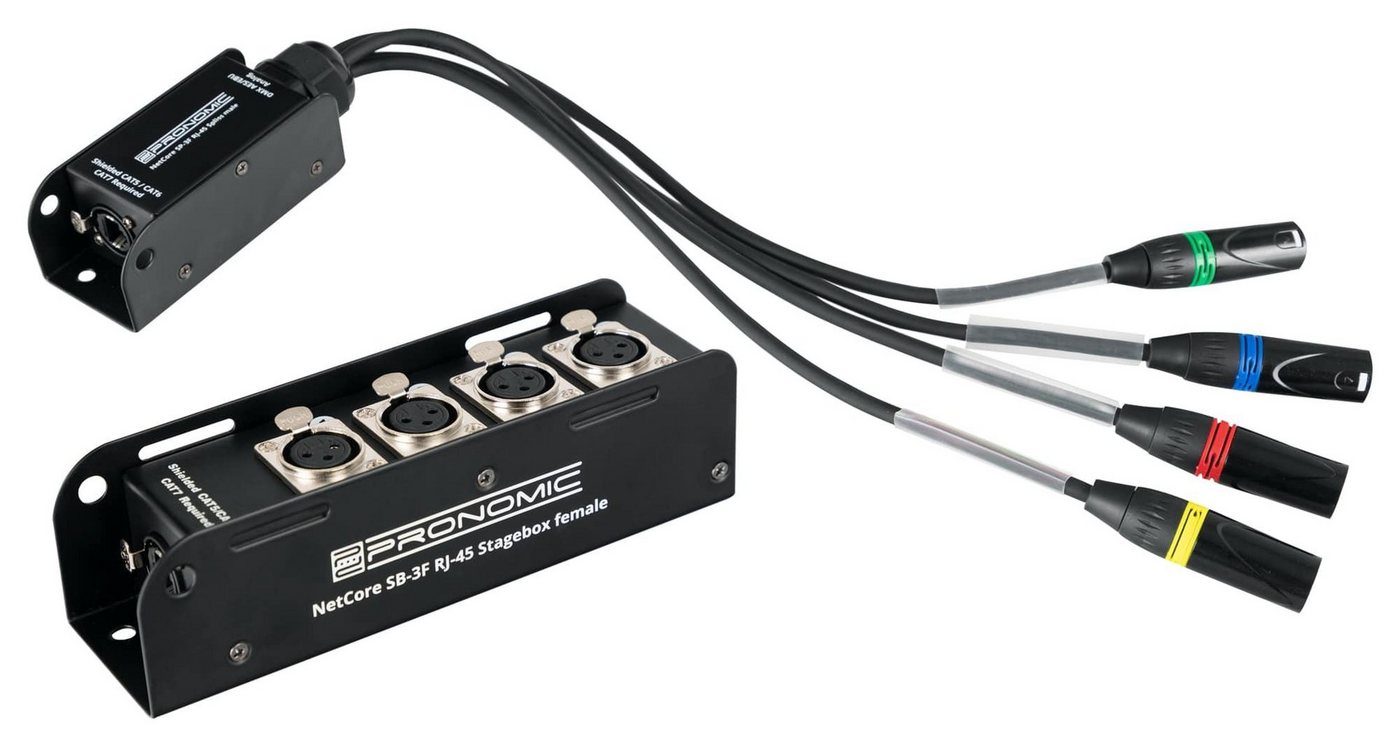 Pronomic NetCore SB-3F/SP-3M Set Audio-Kabel, XLR-Buchsen (male), XLR-Buchsen (female), zur Übertragung analoger oder digitaler Signale über Netzwerkabel von Pronomic