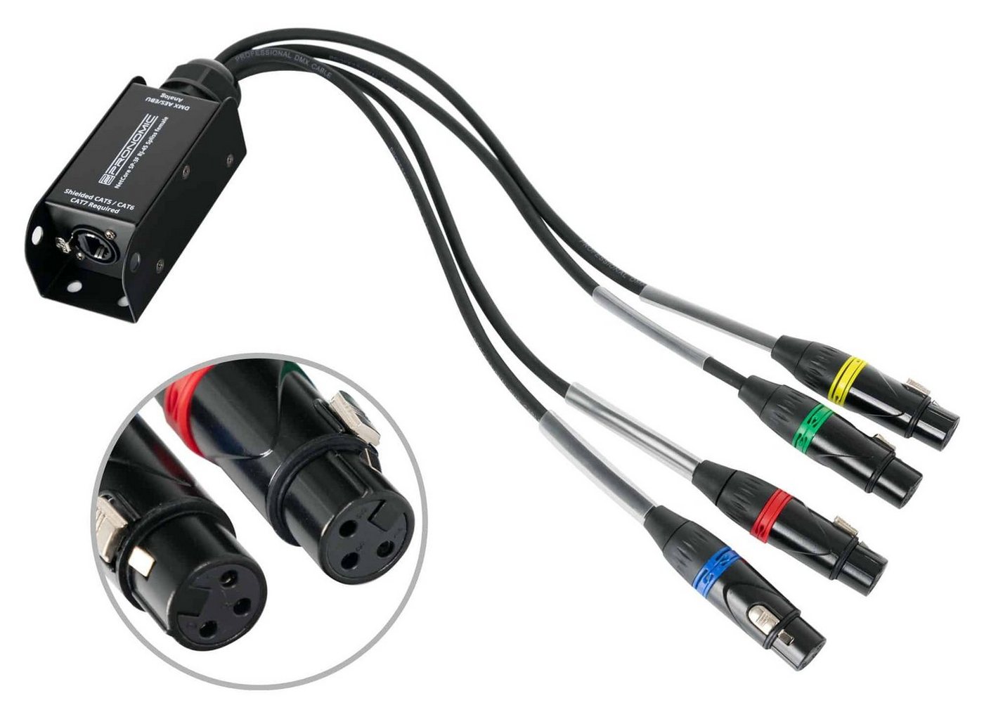 Pronomic NetCore SP-3F Multicore-Spliss female Audio-Kabel, XLR-Steckern (female), auf RJ45 Buchse, zur Übertragung analoger oder digitaler Signale von Pronomic