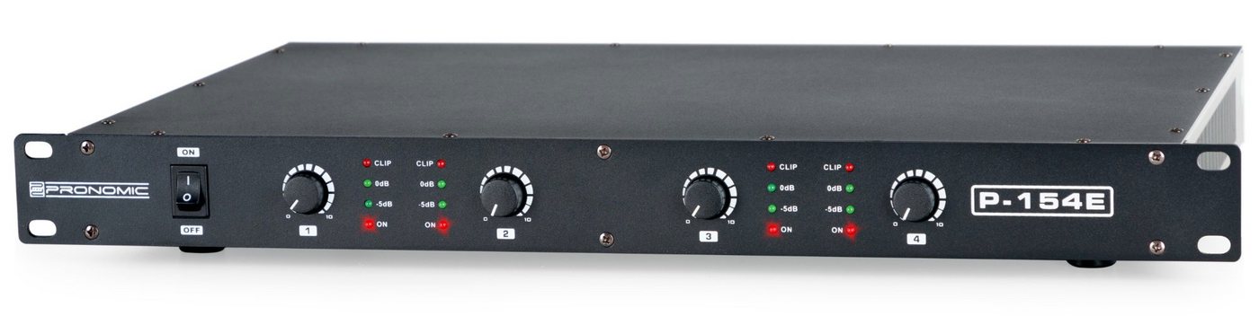 Pronomic P-154E MKII Endstufe 1HE Audioverstärker (Anzahl Kanäle: 4, 600 W, geeignet für Monitor-Betrieb oder Studio/HiFi) von Pronomic