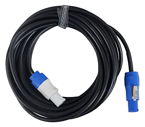 Pronomic Power Twist 10 Stromkabel - Kabel zur Stromversorgung von Aktiv-Lautsprechern und Scheinwerfern - PowerCon-kompatible Stecker - Kabel (H05VV-F) mit 3x 1,5 mm² - Länge: 10 m - Schwarz von Pronomic