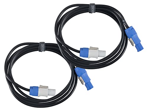 Pronomic Power Twist 2.5 Stromkabel Set - 2 Kabel zur Stromversorgung von Aktiv-Lautsprechern und Scheinwerfern - PowerCon-kompatible Stecker - Kabel (H05VV-F) m. 3x 1,5 mm² - Länge: 2,5 m - Schwarz von Pronomic