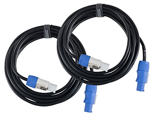 Pronomic Power Twist 5 Stromkabel Set - 2 Kabel zur Stromversorgung von Aktiv-Lautsprechern und Scheinwerfern - PowerCon-kompatible Stecker - Kabel (H05VV-F) mit 3x 1,5 mm² - Länge: 5 m - Schwarz von Pronomic