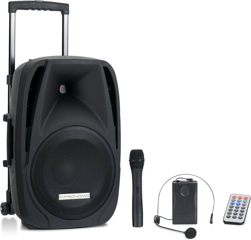Pronomic Pronomic PH12AW Akku-Aktivbox 12" Lautsprecher (Bluetooth, 80 W, MP3/SD/USB-Player, inkl. Funkmikrofon & Headset) von Pronomic