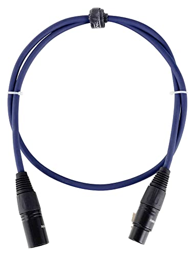 Pronomic Stage DMX3-1 DMX-Kabel 1 Meter (zur Verkabelung von Lichteffekten, Goldkontakte, Mantelfarbe: Blau, XLR Male zu XLR Female) von Pronomic