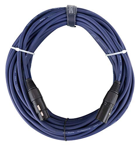 Pronomic Stage DMX3-20 DMX-Kabel 20 Meter (zur Verkabelung von Lichteffekten, Goldkontakte, Mantelfarbe: Blau, XLR Male zu XLR Female) von Pronomic