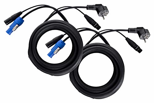 Pronomic Stage EUPPX-2.5 Hybridkabel Euro/Powerplug/XLR 2x Set - Länge: 2,5 m - Kombi-Kabel für Aktiv-Lautsprecher - Stromversorgung und Signal in einem - Powercon/Schuko-kompatibel - schwarz von Pronomic