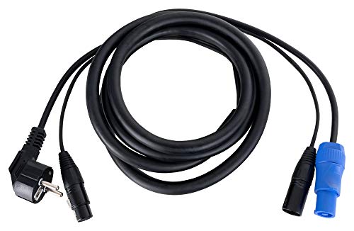 Pronomic Stage EUPPX-2.5 Hybridkabel Euro/Powerplug/XLR - Länge: 2,5 m - Kombi-Kabel für Aktiv-Lautsprecher - Stromversorgung und Signal in einem - Powercon/Schuko-kompatibel - schwarz von Pronomic