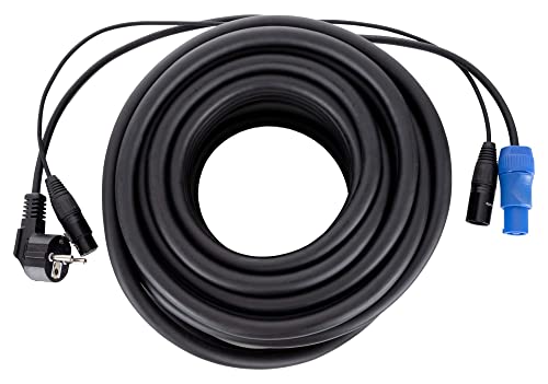 Pronomic Stage EUPPX-20 Hybridkabel Euro/Powerplug/XLR - Länge: 20 m - Kombi-Kabel für Aktiv-Lautsprecher - Stromversorgung und Signal in einem - Powercon/Schuko-kompatibel - schwarz von Pronomic