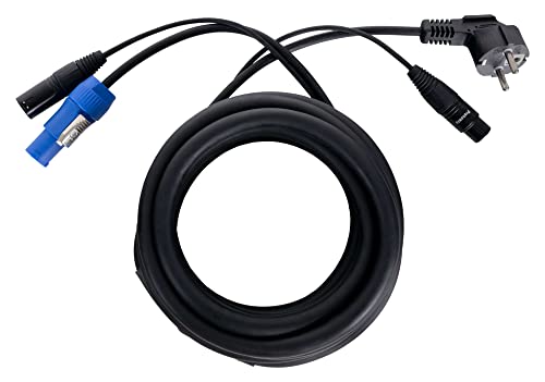 Pronomic Stage EUPPX-5 Hybridkabel Euro/Powerplug/XLR - Länge: 5 m - Kombi-Kabel für Aktiv-Lautsprecher - Stromversorgung und Signal in einem - Powercon/Schuko-kompatibel - schwarz von Pronomic
