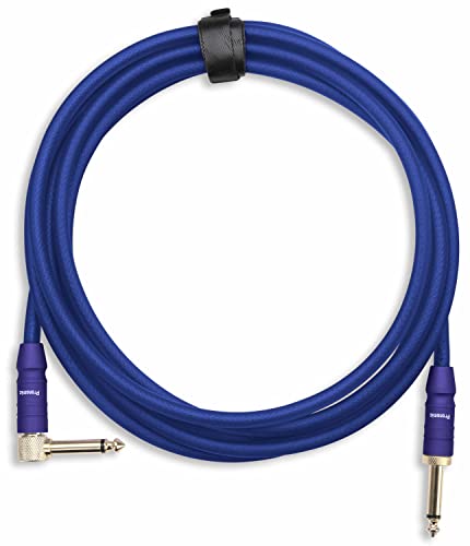 Pronomic Trendline INST-A-3B Klinkenkabel 3m (Professionelles Gitarren-/Instrumentenkabel, 6,3mm Klinke, 24 Karat vergoldet, flexibler und robuster Außenmantel, inkl. Kabelklette) blau von Pronomic