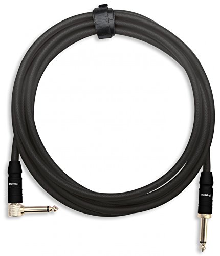 Pronomic Trendline INST-A-3S Klinkenkabel 3m (Professionelles Gitarren-/Instrumentenkabel, 6,3mm Klinke, 24 Karat vergoldet, flexibler und robuster Außenmantel, inkl. Kabelklette) schwarz von Pronomic