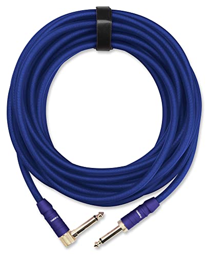 Pronomic Trendline INST-A-6B Klinkenkabel 6m (Professionelles Gitarren-/Instrumentenkabel, 6,3mm Klinke, 24 Karat vergoldet, flexibler und robuster Außenmantel, inkl. Kabelklette) blau von Pronomic