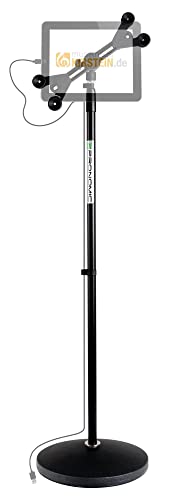 Pronomic UTH-20 Universal Tablet Ständer (für alle gängigen Größen, stufenlos drehbar, neigbar, höhenverstellbar, runder Metallsockel) Schwarz von Pronomic