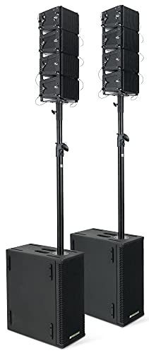 Pronomic V-Array Compact-Twin Set - Aktives PA-System mit 1280 Watt (RMS) - Geeignet bis ca. 200 Zuhörer - 2X Subwoofer mit je 2X 8 Lautsprecher - 8X Topteil mit je 4" Lautsprecher + Hochtöner von Pronomic