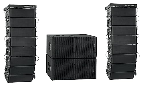 Pronomic V-Array Concert Set - Aktives PA-System mit 2200 Watt (RMS) - Geeignet bis ca. 300 Zuhörer - 2X Subwoofer mit 2X 12 Lautsprecher - 16x Topteil mit je 4" Lautsprecher + Hochtöner von Pronomic