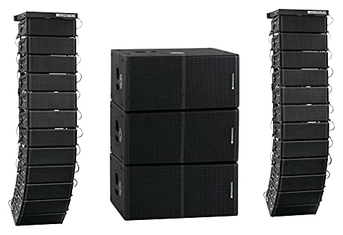 Pronomic V-Array Venue Set - Aktives PA-System mit 3300 Watt (RMS) - Geeignet bis ca. 500 Zuhörer - 3x Subwoofer mit 2x 12" Lautsprecher - 24x Topteil mit je 4" Lautsprecher + Hochtöner von Pronomic