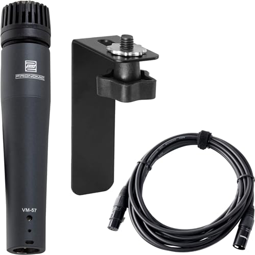 Pronomic VM-57 Cajon Mikrofonset - professionelles Bundle mit dynamischem Instrumenten-Mikrofon, Mikrofonhalterung für Cajons, passendem Kabel & Zubehör von Pronomic
