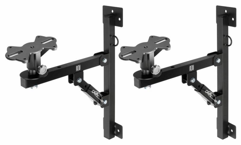 Pronomic Lautsprecher-Wandhalterung WSM-1 PA Wandhalterung für PA-und Hifi-Boxen Gewichtaufnahme: 40 kg, (Paar, 4-tlg., 2 Stück im Set inklusive Lautsprecherflansch, 3-stufig verstellbarer Winkel, stabil, Metall) von Pronomic
