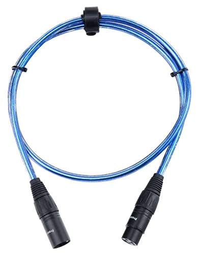 Pronomic XFXM-Blue-1 Mikrofonkabel (1m Länge, XLR female 3-pol -> XLR male 3-pol, Stecker handgelötet, säure- und ölfest, Spannzangen-Zugentlastung) Metallic Blau von Pronomic