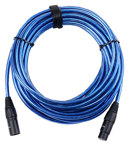 Pronomic XFXM-Blue-10 Mikrofonkabel (10m Länge, XLR female 3-pol -> XLR male 3-pol, Stecker handgelötet, säure- und ölfest, Spannzangen-Zugentlastung) Metallic Blau von Pronomic